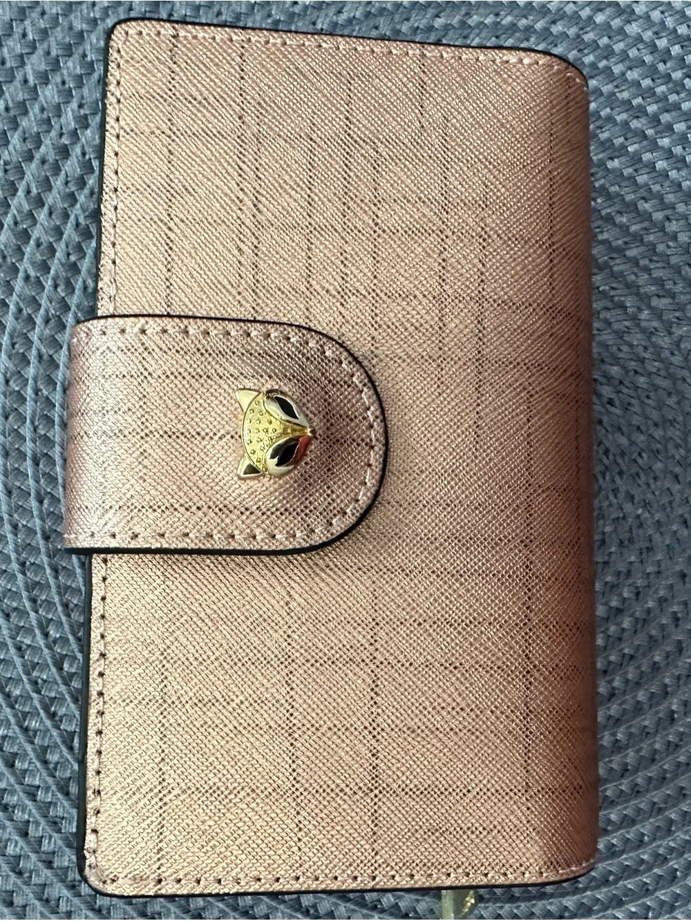 Woman’s Folded Card Wallet in Metallic Bronze